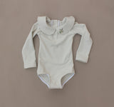 Stone Hand Embroidered Peter Pan Collar Leo/Bodysuit