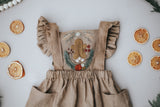 Holiday Gingerbread Hand Embroidered 3 Piece Pinafore