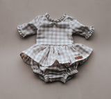 Gingham Wooden Button Romper