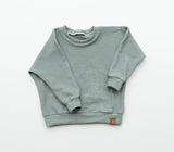 Organic Waffle Knit Crew Neck Pullover - Eucalyptus