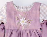 Gingham and Linen Hand Embroidered Summer Pinafore and Dress