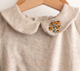 Yellow Floral Hand Embroidered Peter Pan Collar Leo/Bodysuit