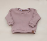 Organic Waffle Knit Crew Neck Pullover - Blush