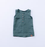 Monstera Henley Linen Tank Top