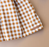 READY TO SHIP - Cinnamon Gingham Wooden Button Dress