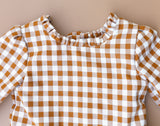 READY TO SHIP - Cinnamon Gingham Wooden Button Dress