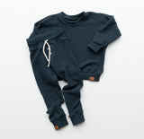 Organic Waffle Knit Jogger - Midnight Blue