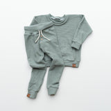 Organic Waffle Knit Crew Neck Pullover - Eucalyptus