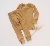 Organic Rib Knit Long Sleeve Lounge Top - Golden