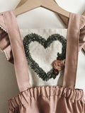 Floral Heart Hand Embroidered 3 Piece Pinafore