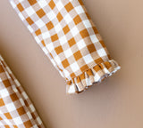 READY TO SHIP - Cinnamon Gingham Wooden Button Dress