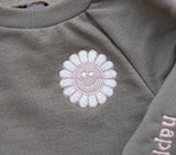 Happy Soul Floral Smiley Raglan Sweatshirt