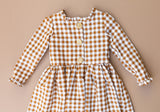 READY TO SHIP - Cinnamon Gingham Wooden Button Dress