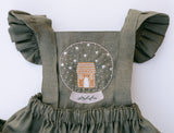 Holiday Snow Globe Embroidered 3 Piece Pinafore