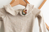 Floral Hand Embroidered Peter Pan Collar Leo/Bodysuit