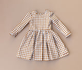 READY TO SHIP - Cinnamon Gingham Wooden Button Dress