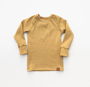 Organic Rib Knit Long Sleeve Lounge Top - Golden